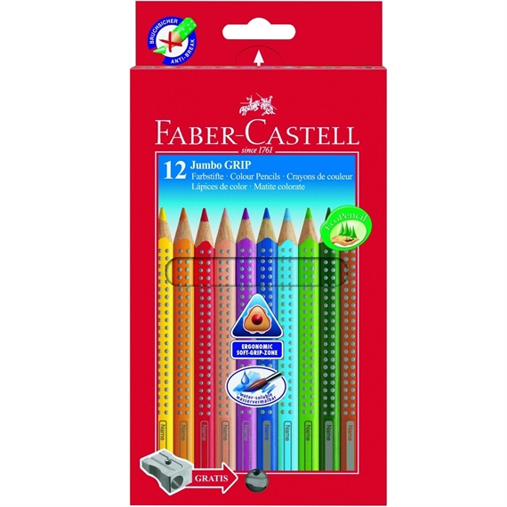 Etui de 12 crayons de couleur Jumbo GRIP Faber-Castell